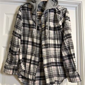 Time and Tru Flannel Hooded Shirt Jacket